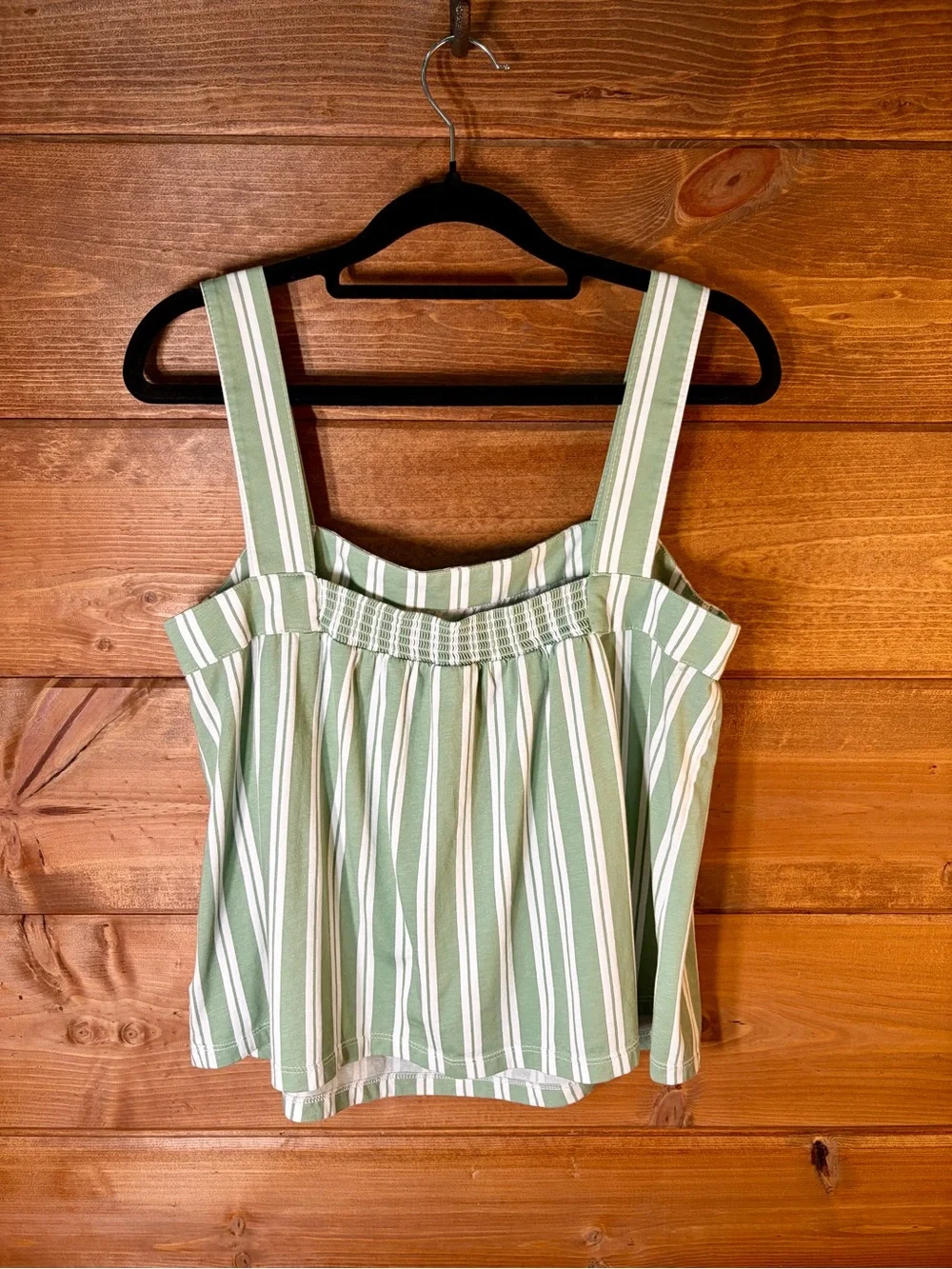 NWOT Sage Green & White Striped Pajama Set Relaxed Tank & Wide-Leg Pants Small 🌸